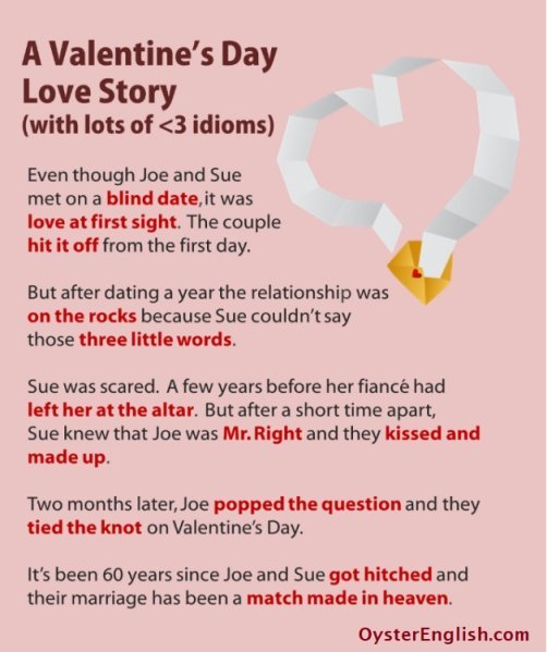 Love Idioms A Short Valentine s Day Love Story