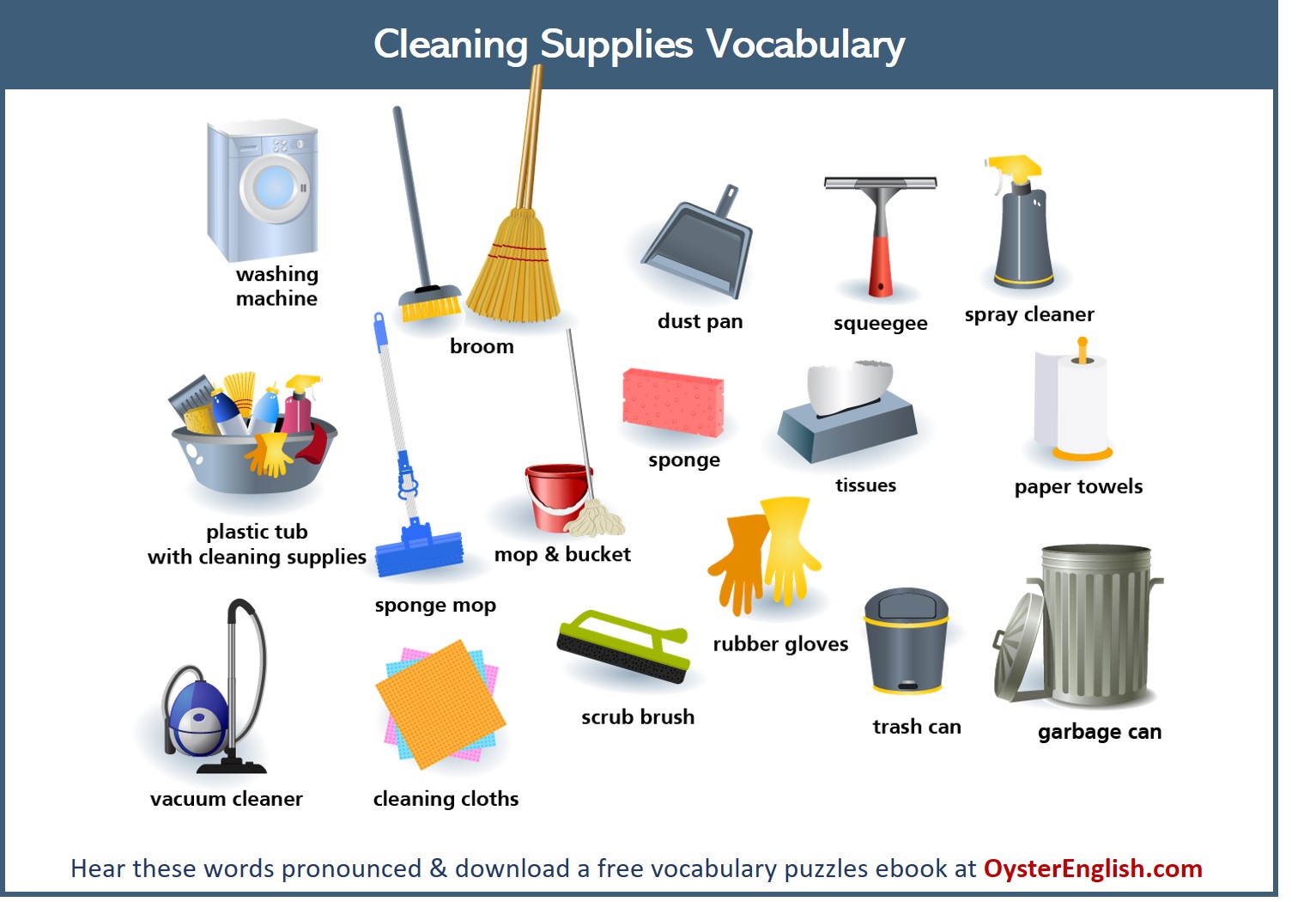 Cleaning Supplies Vocabulary