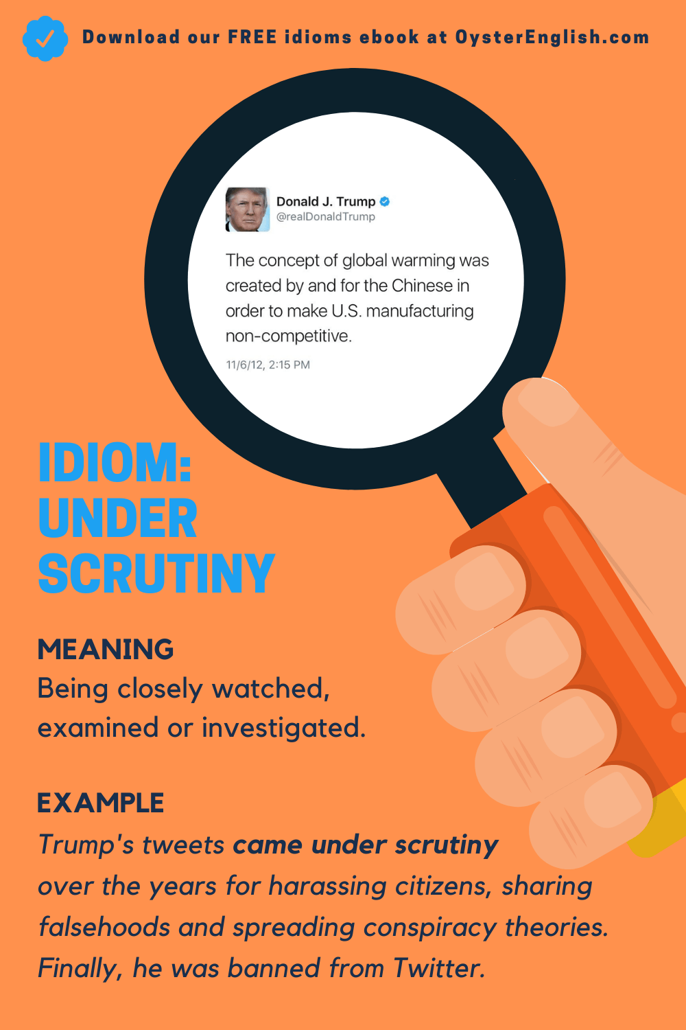 Idiom: Under scrutiny (meaning & examples)