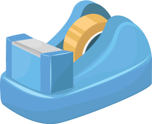 Illustration of a tape dispenser with clear tape